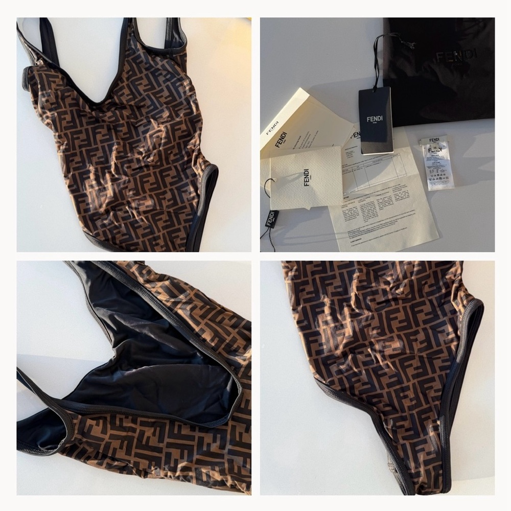 Fendi Black & Brown FF Reversible Swimsuit